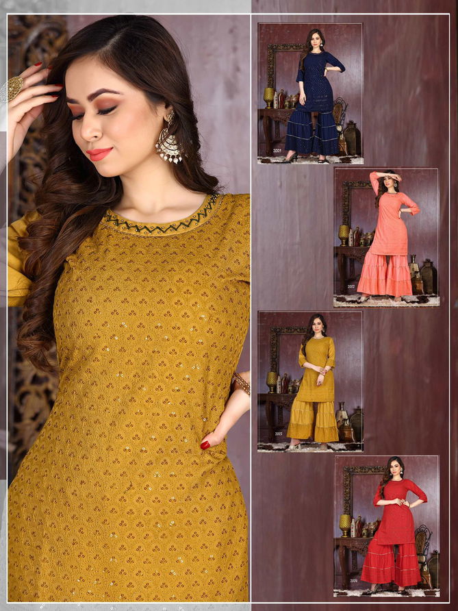 Riyaa East Heavy Rayon Festive Wear Kurti With Bottom Collection